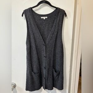 Cabi Wool Blend Charcoal Gray Sweater Vest Cardigan Button Down Size XL # 152